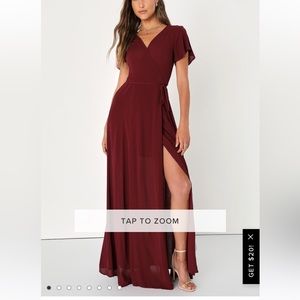 Lulus heart of marigold burgundy wrap maxi dress